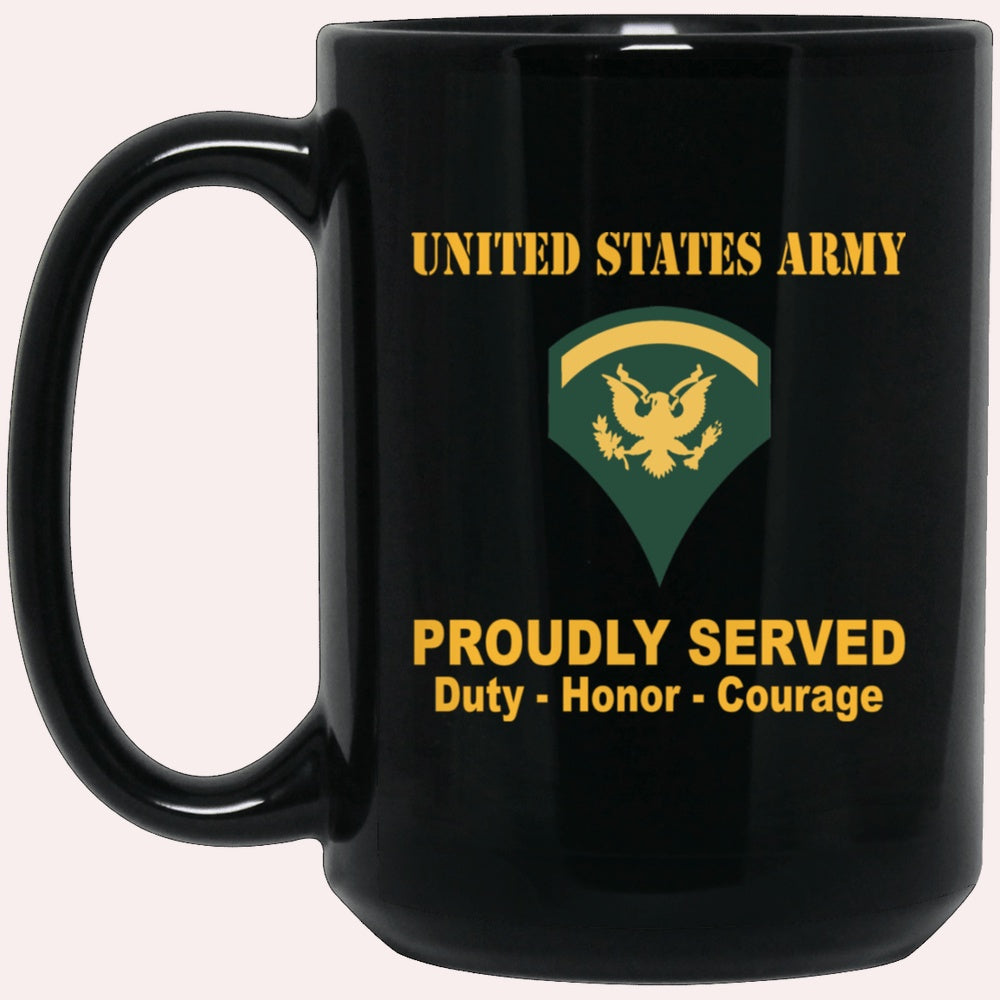 Us Army Mug, Veterans Mug, US Army E5 SPC E5 Specialist Ranks Proudly Served Black Mug Black Mug, Us Army Coffee Mug, Military Coffee Mugs