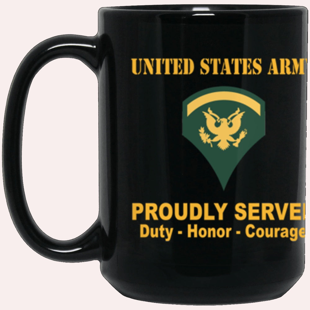 Us Army Mug, Veterans Mug, US Army E5 SPC E5 Specialist Ranks Proudly Served Core Values Black Mug, Us Army Coffee Mug, Military Coffee Mugs