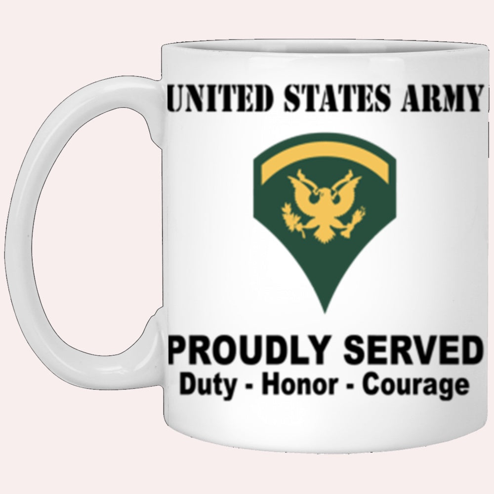 Us Army Mug, Veterans Mug, US Army E5 SPC E5 Specialist Ranks Proudly Served Core Values White Mug
