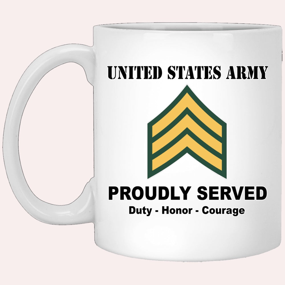 Us Army Mug, Veterans Mug, US Army E5 Sergeant E5 SGT Noncommissioned Officer Ranks White Coffee Mug
