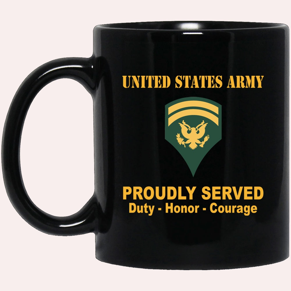 Us Army Mug, Veterans Mug, US Army E6 SPC E6 Specialist Ranks Proudly Served Black Mug Black Mug