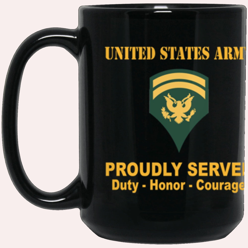 Us Army Mug, Veterans Mug, US Army E6 SPC E6 Specialist Ranks Proudly Served Core Values Black Mug, Us Army Coffee Mug, Military Coffee Mugs