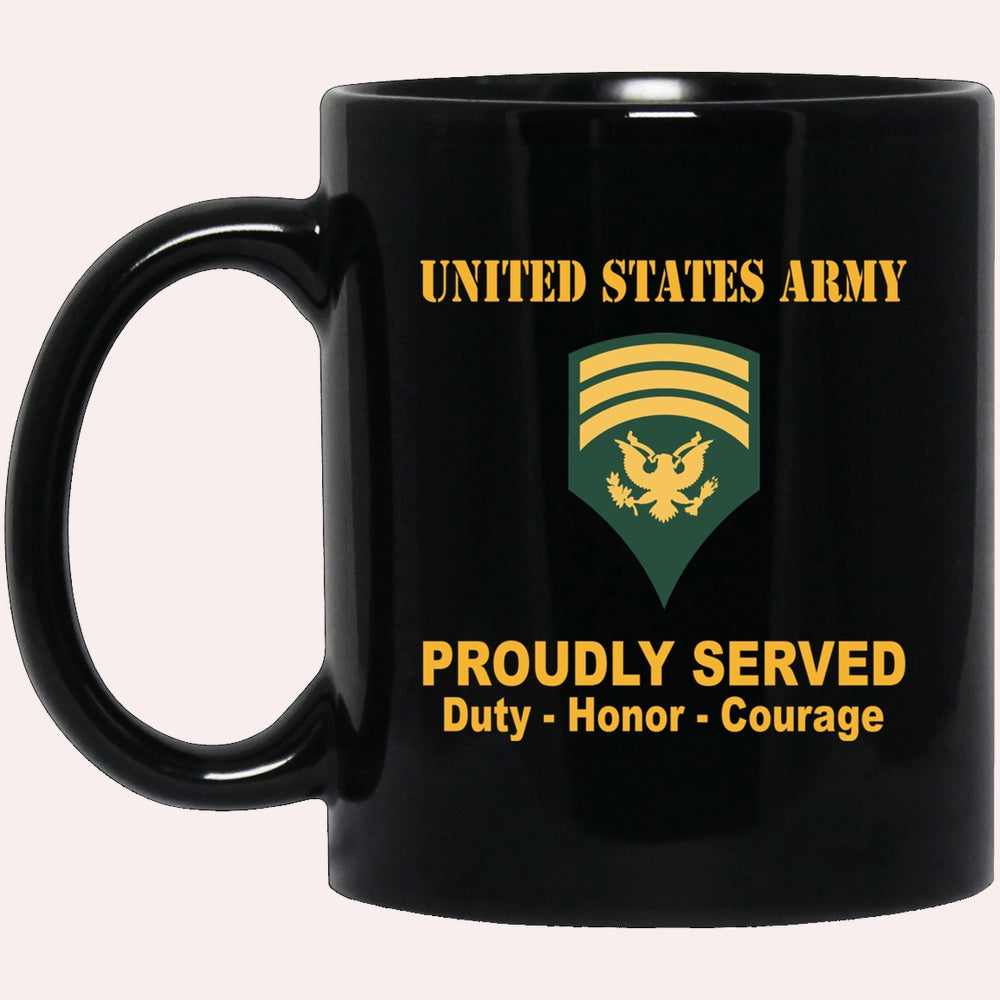 Us Army Mug, Veterans Mug, US Army E7 SPC E7 Specialist Ranks Proudly Served Black Mug Black Mug, Us Army Coffee Mug, Military Coffee Mugs