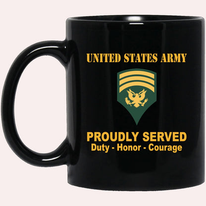 Us Army Mug, Veterans Mug, US Army E7 SPC E7 Specialist Ranks Proudly Served Black Mug Black Mug, Us Army Coffee Mug, Military Coffee Mugs