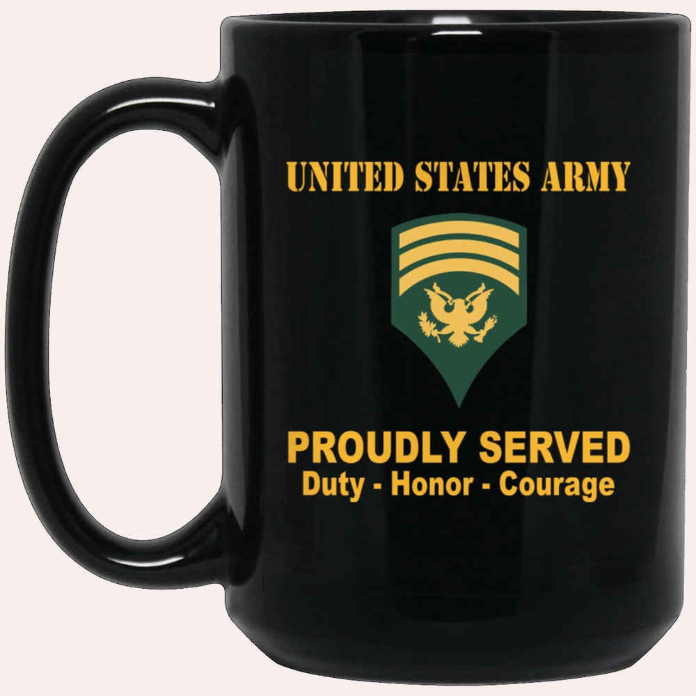 Us Army Mug, Veterans Mug, US Army E7 SPC E7 Specialist Ranks Proudly Served Black Mug Black Mug, Us Army Coffee Mug, Military Coffee Mugs