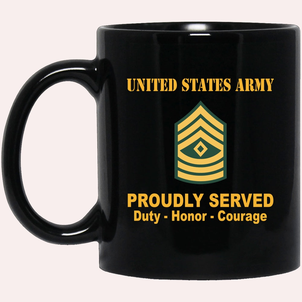 Us Army Mug, Veterans Mug, US Army E8 First Sergeant E8 1SG Noncommissioned Officer Ranks Proudly Served Black Mug Black Mug