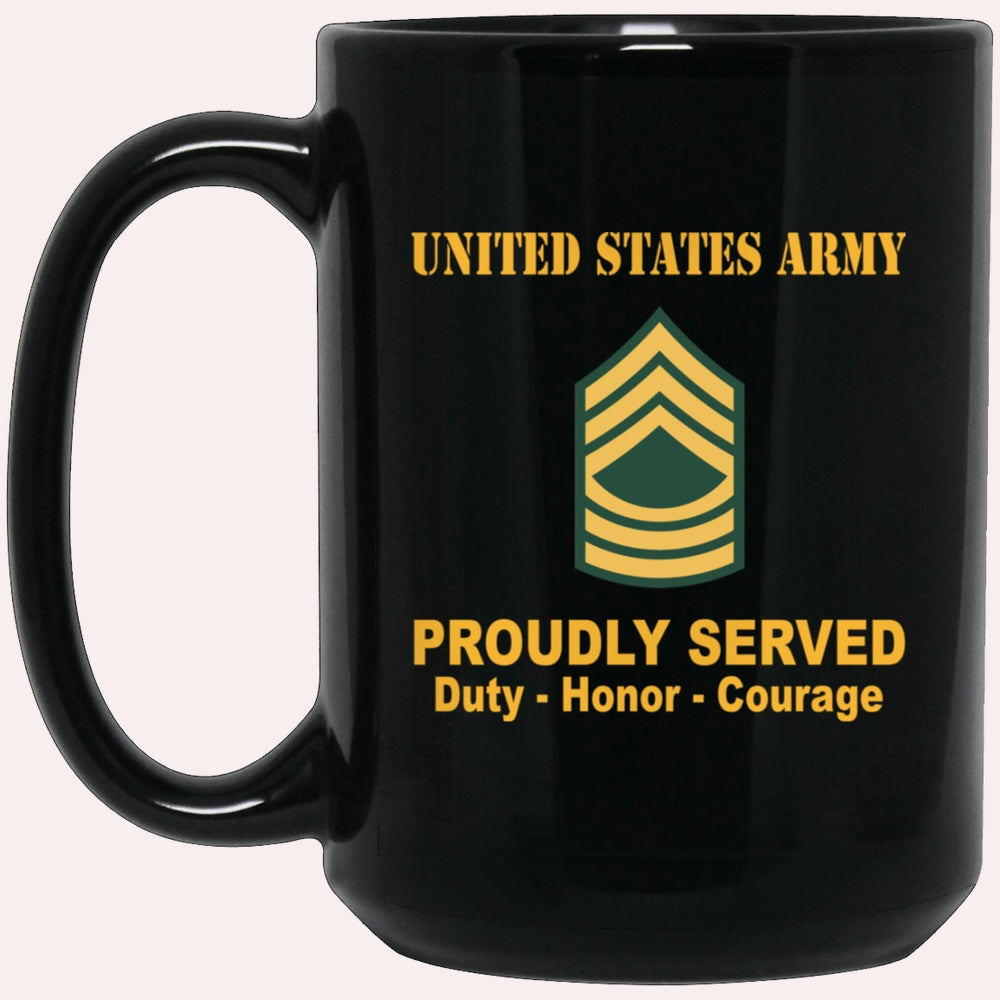 Us Army Mug, Veterans Mug, US Army E8 Master Sergeant E8 MSG Noncommissioned Officer Ranks Proudly Served Black Mug Black Mug