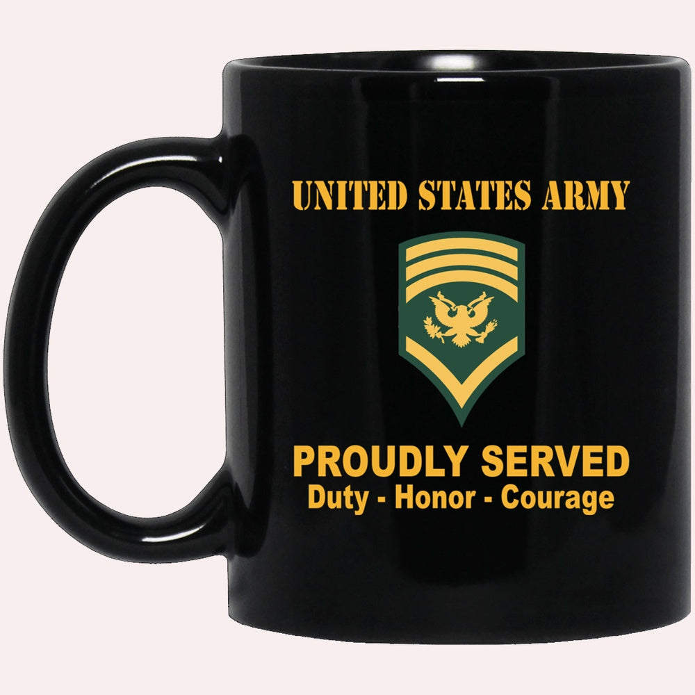 Us Army Mug, Veterans Mug, US Army E8 SPC E8 Specialist Ranks Proudly Served Black Mug Black Mug, Us Army Coffee Mug, Military Coffee Mugs