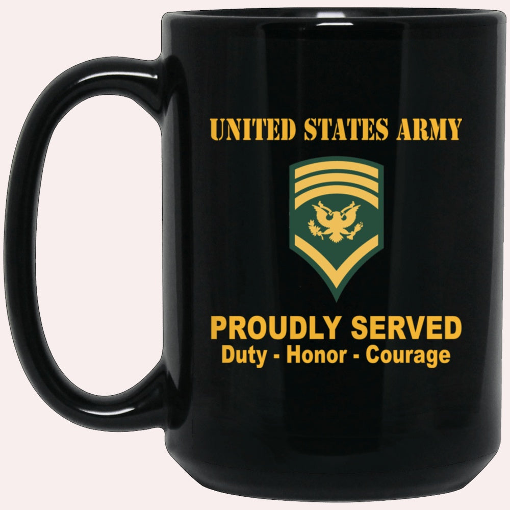 Us Army Mug, Veterans Mug, US Army E8 SPC E8 Specialist Ranks Proudly Served Black Mug Black Mug, Us Army Coffee Mug, Military Coffee Mugs