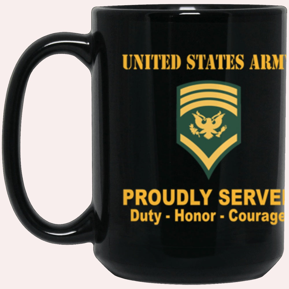 Us Army Mug, Veterans Mug, US Army E8 SPC E8 Specialist Ranks Proudly Served Core Values Black Mug, Us Army Coffee Mug, Military Coffee Mugs