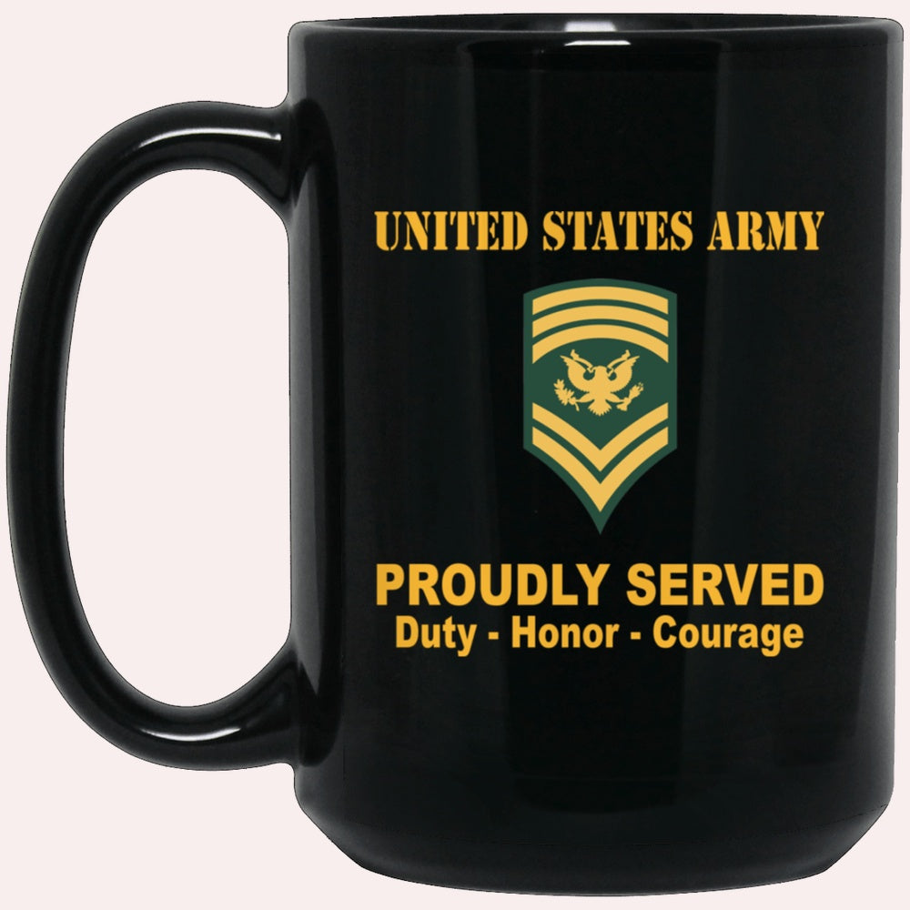 Us Army Mug, Veterans Mug, US Army E9 SPC E9 Specialist Ranks Proudly Served Black Mug Black Mug