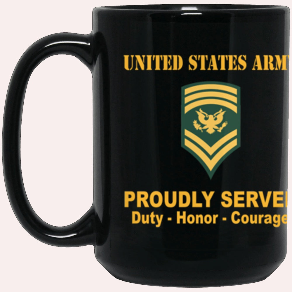 Us Army Mug, Veterans Mug, US Army E9 SPC E9 Specialist Ranks Proudly Served Core Values Black Mug