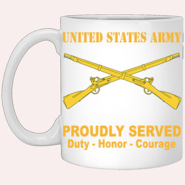 Us Army Mug, Veterans Mug, US Army Infantry Proudly Served Core Values White Mug, Us Army Coffee Mug, Military Coffee Mugs