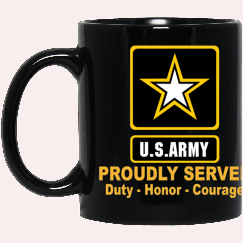 Us Army Mug, Veterans Mug, US Army Logo Proudly Served Core Values 11 oz. Black Mug, Us Army Coffee Mug, Military Coffee Mugs