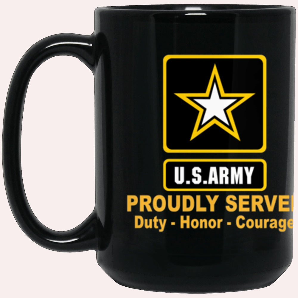 Us Army Mug, Veterans Mug, US Army Logo Proudly Served Core Values Black Mug, Us Army Coffee Mug, Military Coffee Mugs