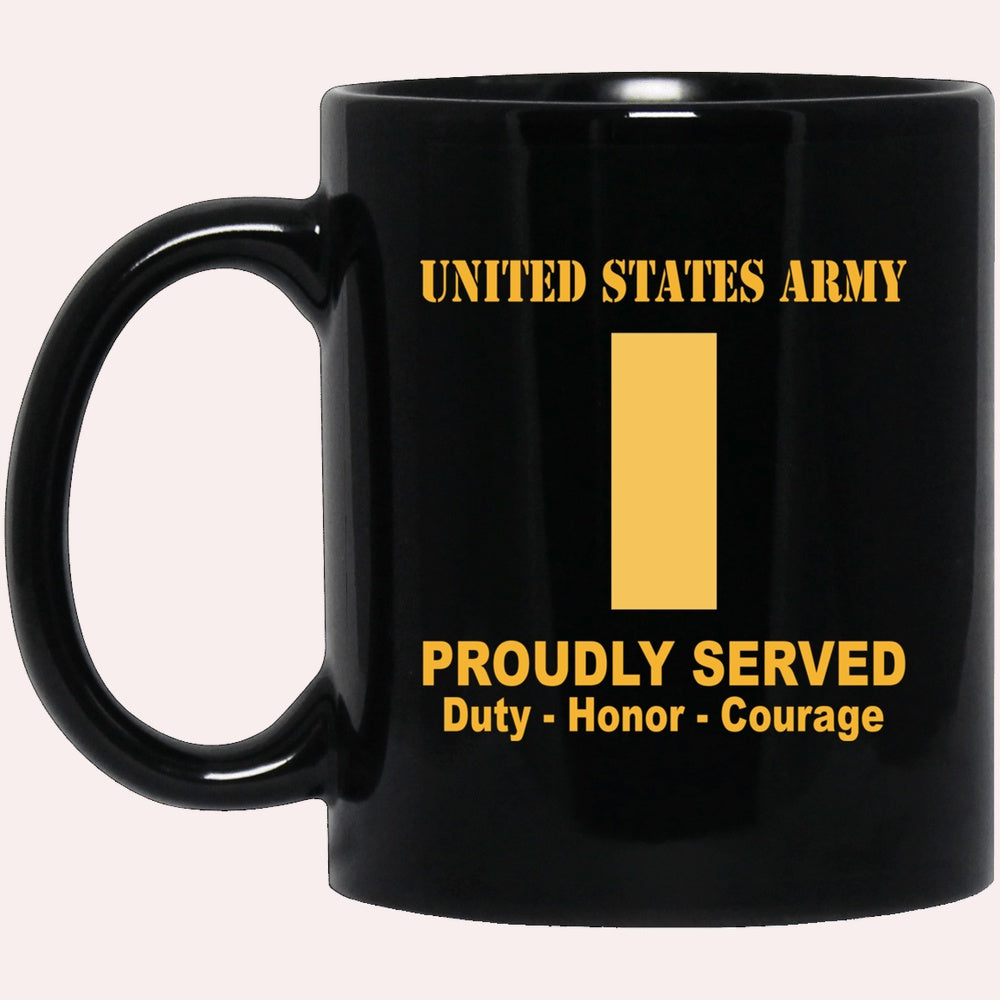 Us Army Mug, Veterans Mug, US Army O1 Second Lieutenant O1 2LT Commissioned Officer Ranks Proudly Served Black Mug Black Mug