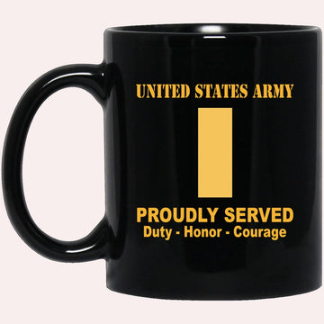 Us Army Mug, Veterans Mug, US Army O1 Second Lieutenant O1 2LT Commissioned Officer Ranks Proudly Served Black Mug Black Mug
