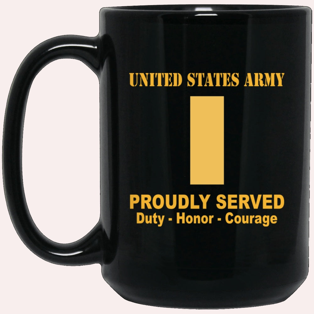 Us Army Mug, Veterans Mug, US Army O1 Second Lieutenant O1 2LT Commissioned Officer Ranks Proudly Served Black Mug Black Mug