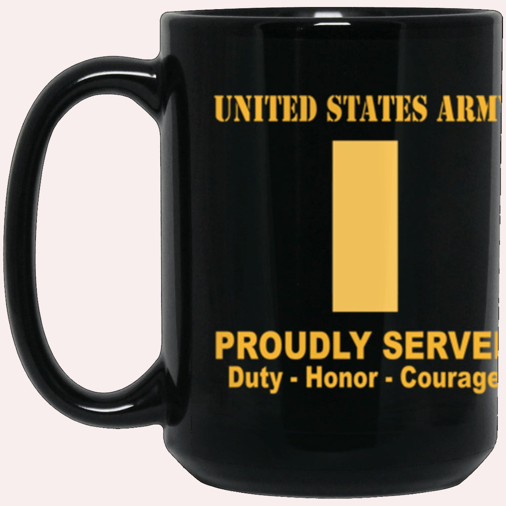 Us Army Mug, Veterans Mug, US Army O1 Second Lieutenant O1 2LT Commissioned Officer Ranks Proudly Served Core Values Black Mug