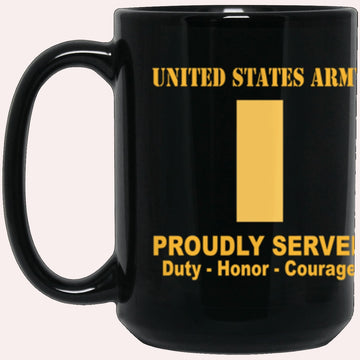 Us Army Mug, Veterans Mug, US Army O1 Second Lieutenant O1 2LT Commissioned Officer Ranks Proudly Served Core Values Black Mug