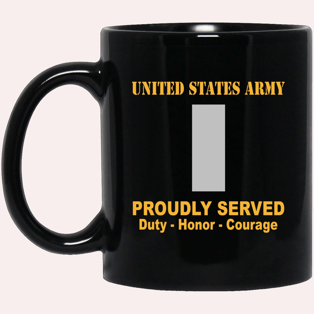 Us Army Mug, Veterans Mug, US Army O2 First Lieutenant O2 1LT Commissioned Officer Ranks Proudly Served Black Mug Black Mug