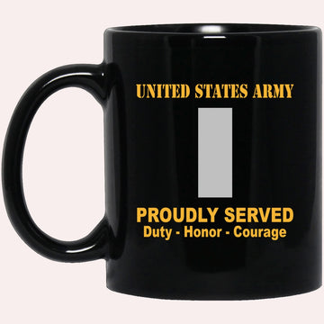 Us Army Mug, Veterans Mug, US Army O2 First Lieutenant O2 1LT Commissioned Officer Ranks Proudly Served Black Mug Black Mug