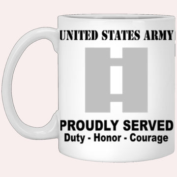 Us Army Mug, Veterans Mug, US Army O3 Captain O3 CPT Commissioned Officer Ranks Proudly Served Core Values White Mug