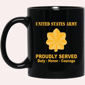 Us Army Mug, Veterans Mug, US Army O4 Major O4 MAJ Field Officer Ranks Proudly Served Black Mug Black Mug