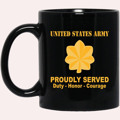 Us Army Mug, Veterans Mug, US Army O4 Major O4 MAJ Field Officer Ranks Proudly Served Black Mug Black Mug