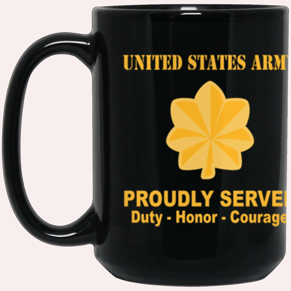 Us Army Mug, Veterans Mug, US Army O4 Major O4 MAJ Field Officer Ranks Proudly Served Core Values Black Mug