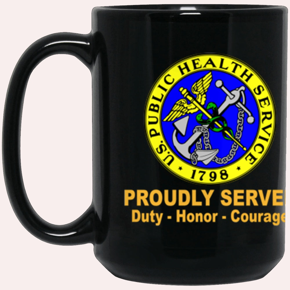 Us Army Mug, Veterans Mug, US Army Public Health Service Proudly Served Core Values Black Mug, Us Army Coffee Mug, Military Coffee Mugs