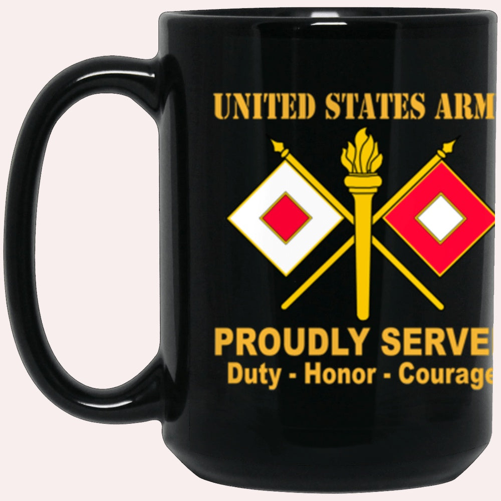 Us Army Mug, Veterans Mug, US Army Signal Corps Proudly Served Core Values Black Mug, Us Army Coffee Mug, Military Coffee Mugs