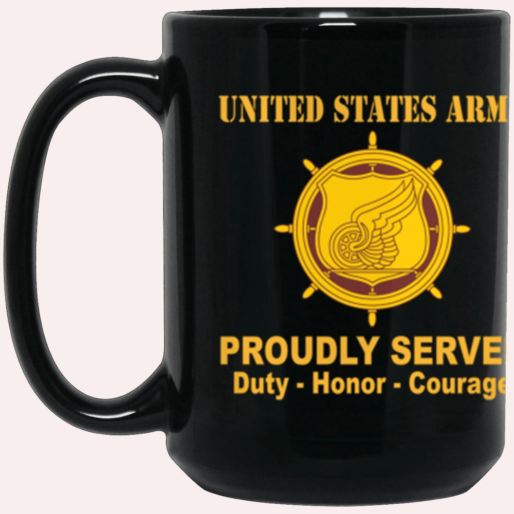 Us Army Mug, Veterans Mug, US Army Transportation Corps Proudly Served Core Values Black Mug, Us Army Coffee Mug, Military Coffee Mugs