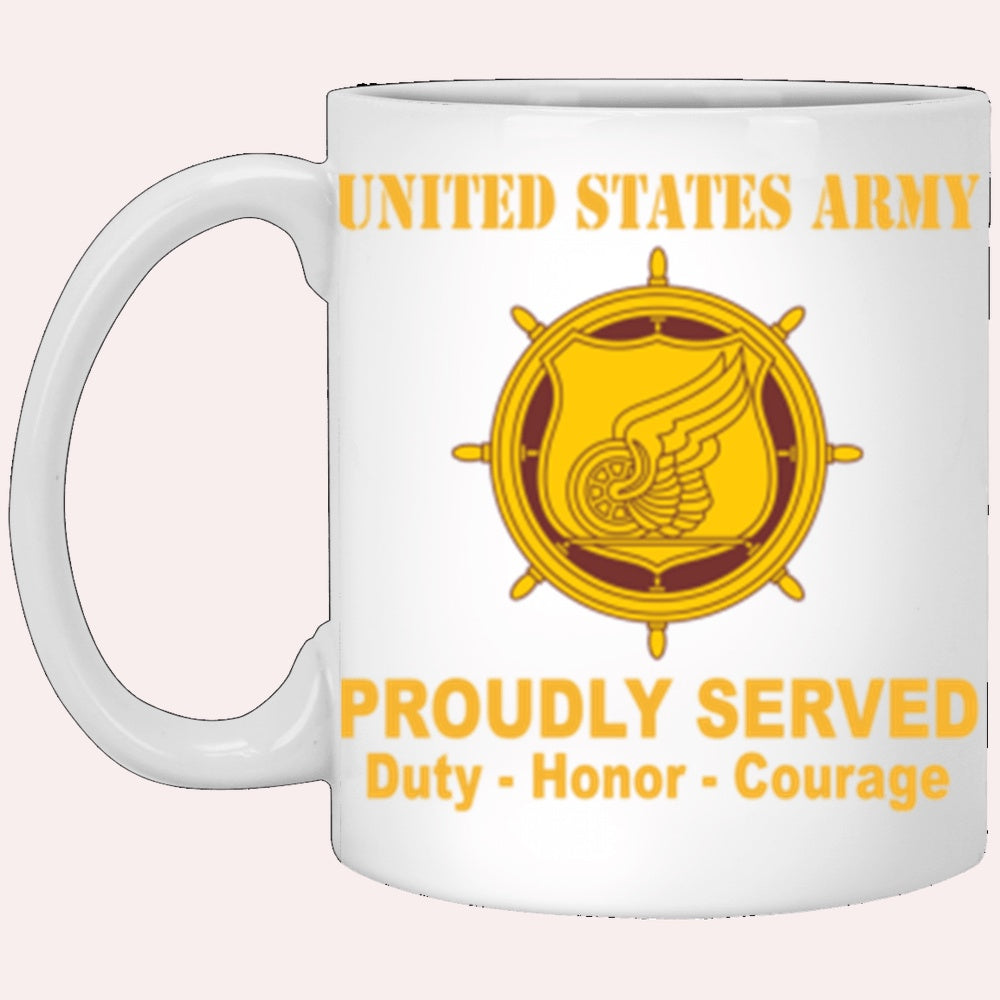 Us Army Mug, Veterans Mug, US Army Transportation Corps Proudly Served Core Values White Mug, Us Army Coffee Mug, Military Coffee Mugs