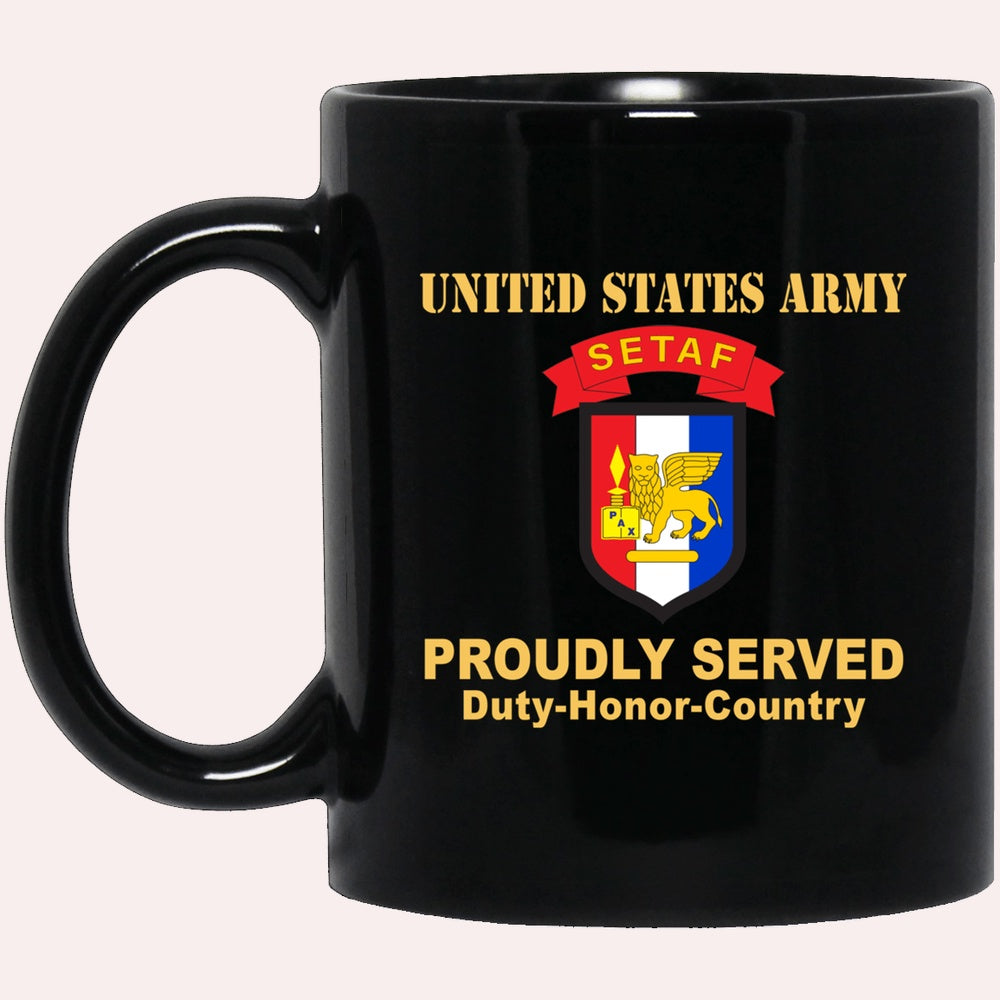 Us Army Mug, Veterans Mug, US Army USARAFSETAF COMBAT SERVICE ID BADGE Black Mug, Us Army Coffee Mug, Military Coffee Mugs
