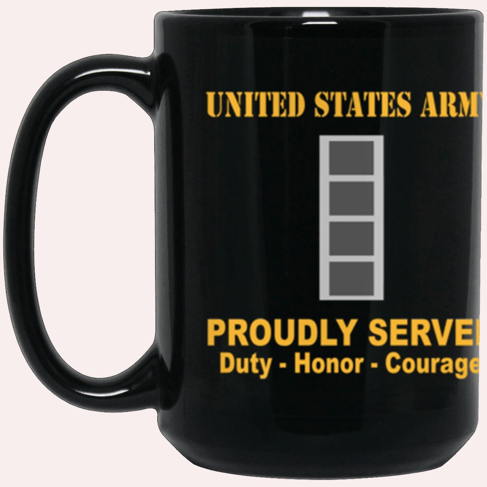 Us Army Mug, Veterans Mug, US Army W4 Chief Warrant Officer 4 W4 CW4 Warrant Officer Ranks Proudly Served Core Values Black Mug