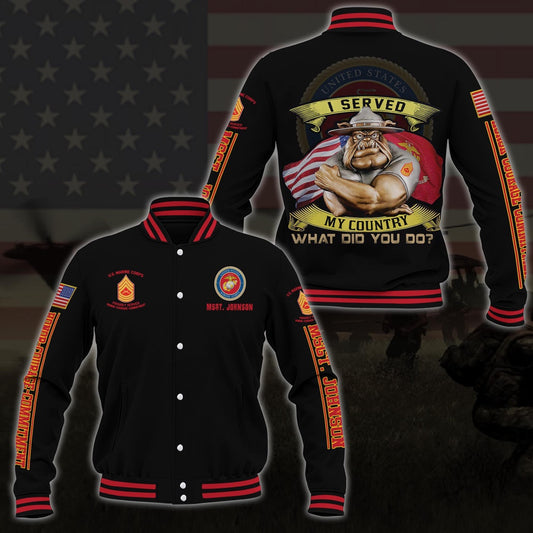 Us Marine Corps Baseball Jacket Custom Your Name And Rank , Military Jacket