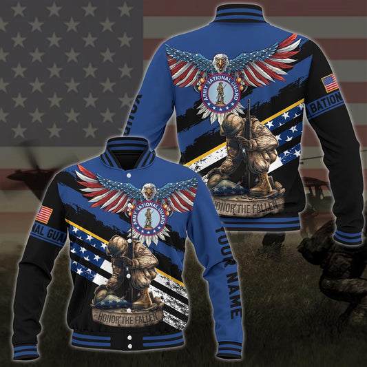 Us National Guard American Eagle Flag Military Ranks Veteran Ranks Custom Baseball Jacket and Jogger