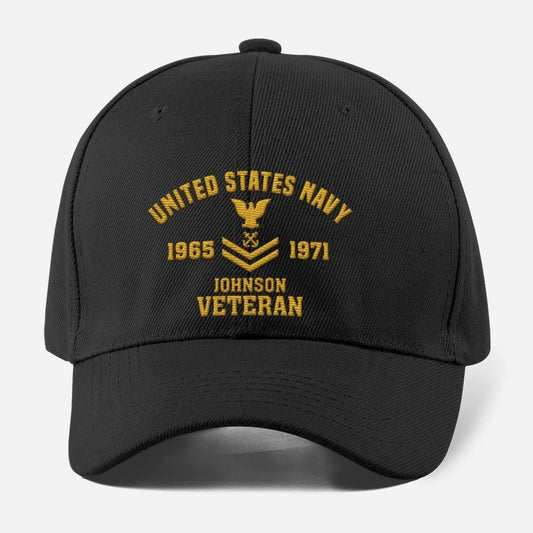 Us Navy Ball Cap, Customized US Navy Veteran Embroidered Classic Cap, 3D Embroidered Hats, Veteran Caps Custom
