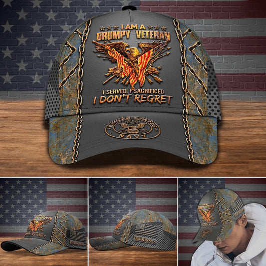 Us Navy Ball Caps, US Navy I Am A Grumpy Veteran Cap Custom Cap