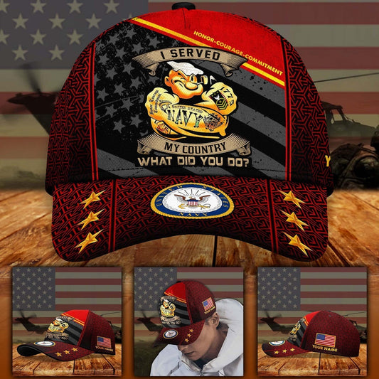 Us Navy Ball Caps, US Navy Military Veteran Cap, Custom I Served My Country, What Did You Do Cap