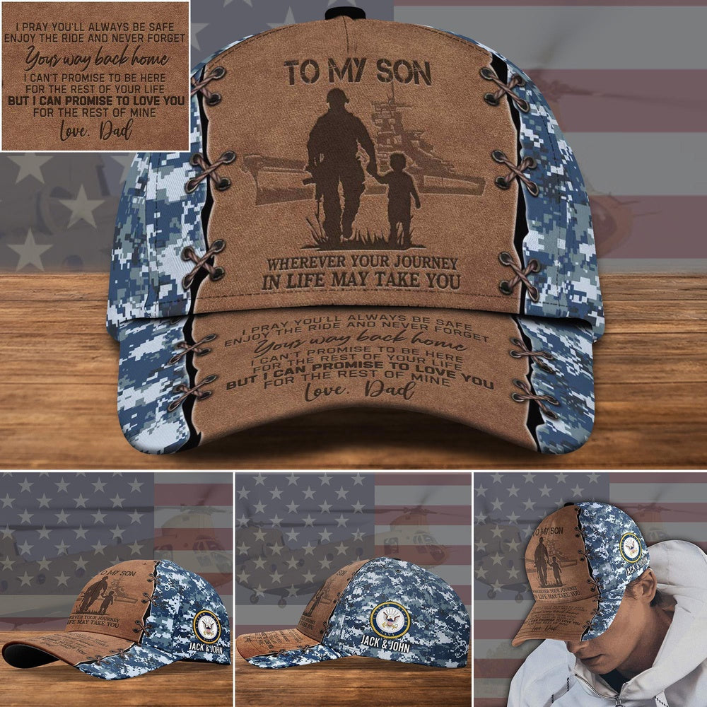 Us Navy Ball Caps, US Navy Military Veteran Hat Cap, To My Son Gifts Custom Cap