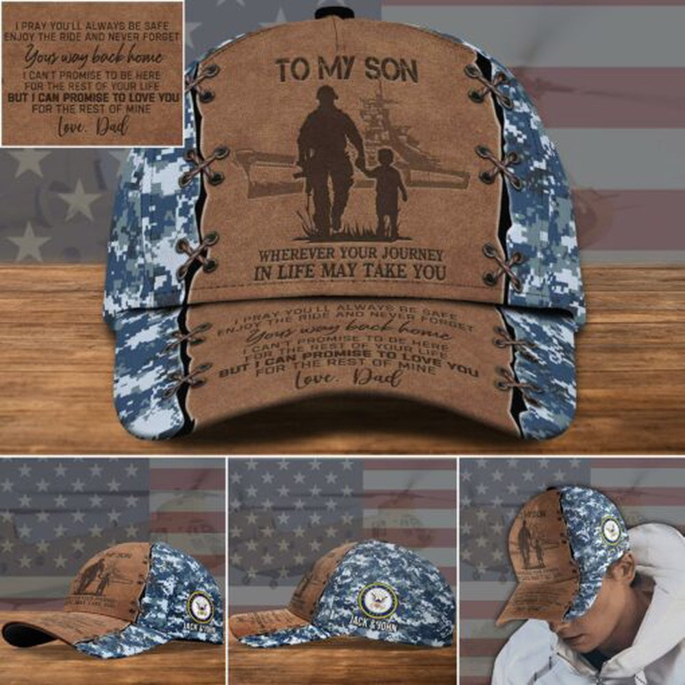 Us Navy Ball Caps, US Navy Military Veteran Hat Cap, To My Son Gifts Custom Cap