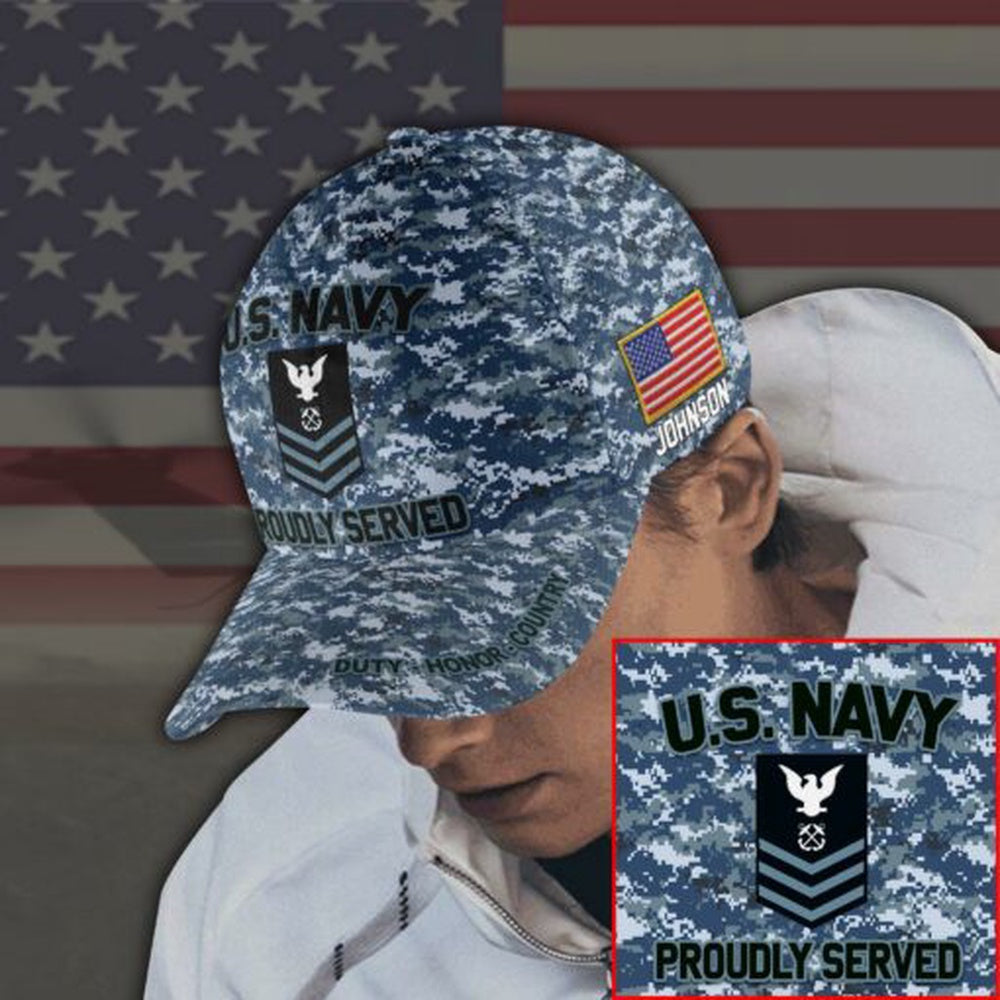 Us Navy Ball Caps, US Navy Veteran Cap Military Cap Military Gifts Custom Name And Rank All Over Printed