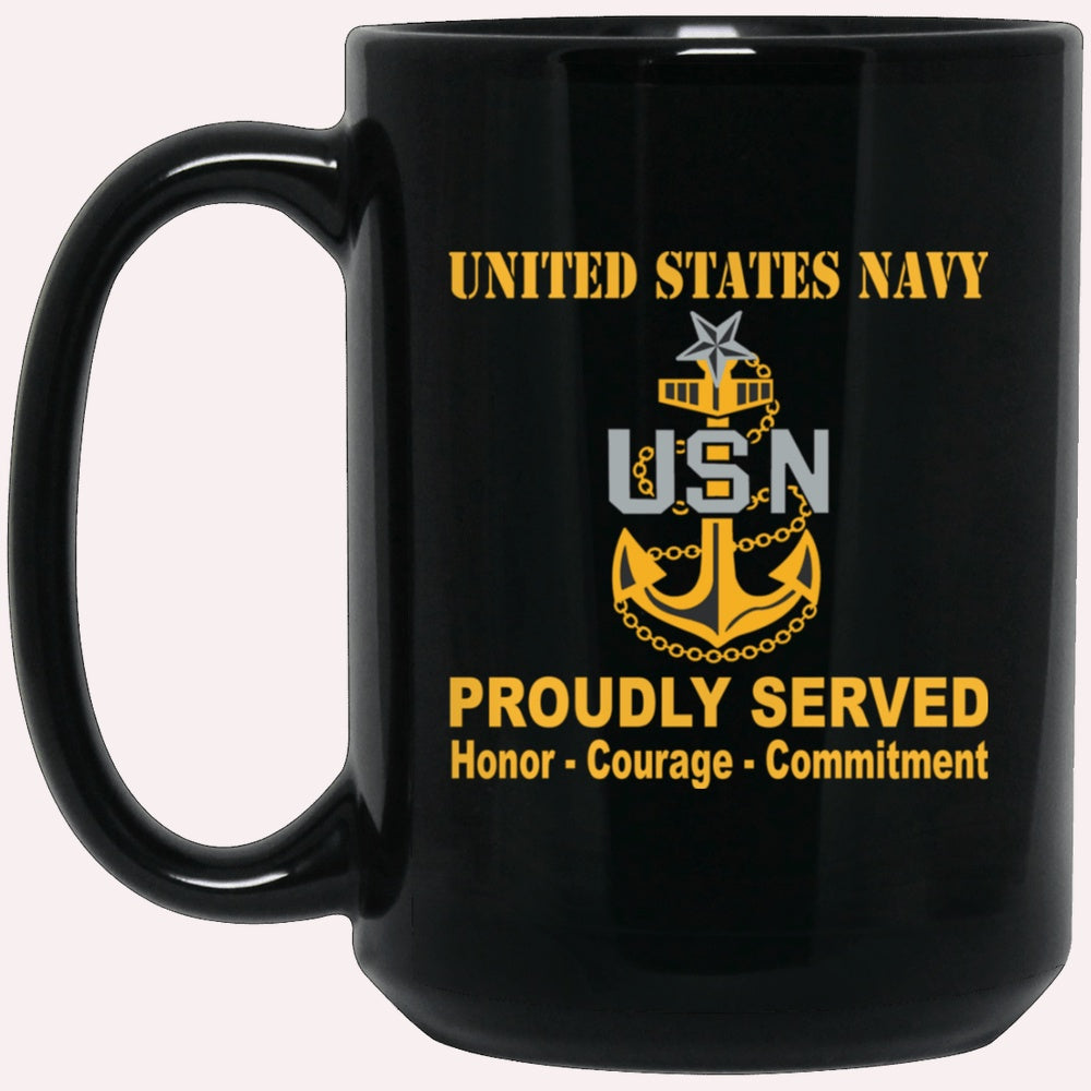 Us Navy Coffee Mugs, US Navy E-8 Senior Chief Petty Officer E8 SCPO Senior Noncommissioned Officer Collar Device Black Mug