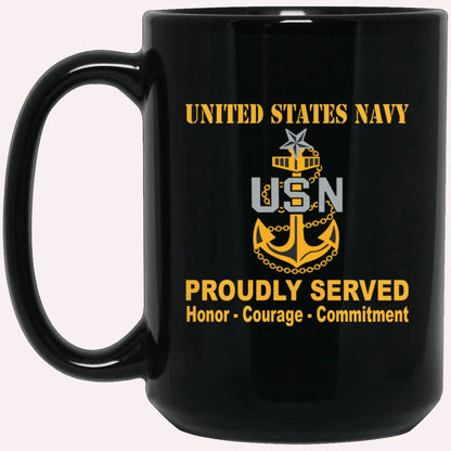 Us Navy Coffee Mugs, US Navy E-8 Senior Chief Petty Officer E8 SCPO Senior Noncommissioned Officer Collar Device Black Mug