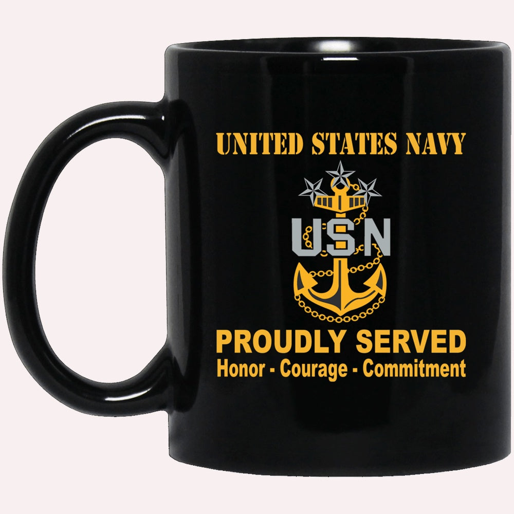 Us Navy Coffee Mugs, US Navy E-9 Master Chief Petty Officer Of The Navy E9 MCPON Senior Enlisted Advisor Collar Device Black Mug