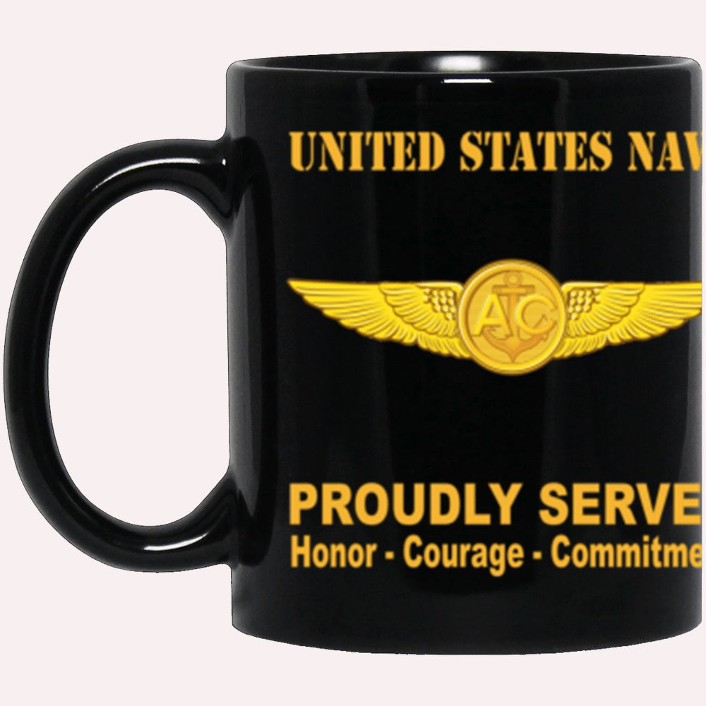 Us Navy Coffee Mugs, US Navy Naval Aircrew Warfare Specialist Badge Proudly Served Core Values Black Mug