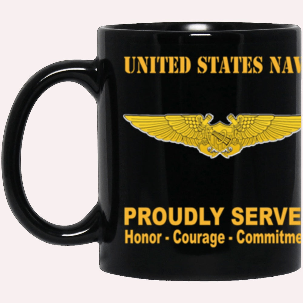 Us Navy Coffee Mugs, US Navy Naval Astronaut Naval Flight Officer Badge Proudly Served Core Values Black Mug