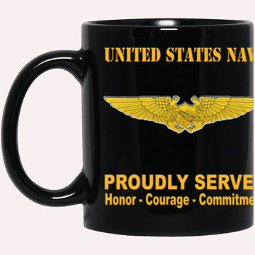 Us Navy Coffee Mugs, US Navy Naval Astronaut Naval Flight Officer Badge Proudly Served Core Values Black Mug